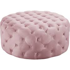 meridian furniture 122pink addison round ottoman bench tufted pink velvet round tufted ottoman velvet ottoman tufted ottoman