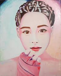 Re-Created Girl with Braids by Robert S. Lee Painting by Robert Lee