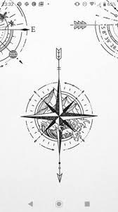 Black And White Compass Stencil Tattoo Pin By Will On Tattoo My Body Compass Tattoo World Map Tattoos Map Tattoos