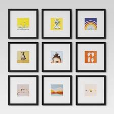 Your favorite photos in modern frames. Set Of 9 Gallery Frame Set 10 X 10 Matted To 5 X 5 Black Room Essentials Target