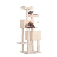 Hey Bro Large Multi Level Cat Tree Condo Furniture With Sisal Covered Scratching Posts 2 Plush Condos 2 Plush P In 2020 Cat Tree Condo Cool Cat Trees Condo Furniture