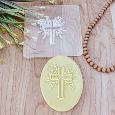 Cross Baptism, First Communion, Confirmation Fondant Embosser, Stylized  Floral Cross Clay Stamp, Religious Cookie outbosser Debosser