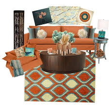 Orange Chocolate And Teal Living Room By Anetruth On Polyvore Featuring Interior Interiors Int Living Room Orange Teal Living Rooms Burnt Orange Living Room