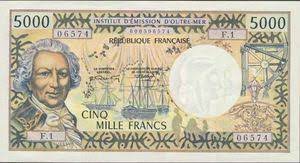 Syiling dan wang kertas koleksi peribadi. Uang Kertas 5 000 Francs Kaledonia Baru 1971 1984 Nd Issue Wor P 65a