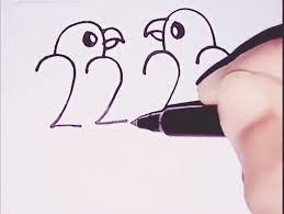 easy drawing love birds with numbers 2222 video easy drawings art drawings for kids drawings