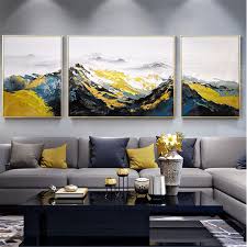 3 Pieces Framed Abstract Mountains Painting Canvas Wall Art Etsy Living Room Canvas Living Room Art Bedroom Frames