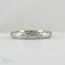 Antique Platinum Yellow Gold Engraved Wedding Ring Orange Blossom Wedding Band Circa Wedding Band Gold Yellow Antique Wedding Rings Engraved Wedding Rings