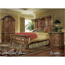 Aico tuscano melange collection offer bedroom set, luxury panel bed, leather upholstered bed, dresser, mirror or nightstand also available with bed bench. 53014t 24 Aico Furniture Eastern King Mantel Bed