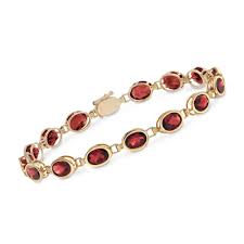 Malaya garnet bracelet with white zircon in 9k gold 4.03cts. 14 00 Ct T W Oval Bezel Set Garnet Bracelet In 14kt Yellow Gold 7 Ross Simons