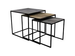 Finished with a blackened patina, the undulating surfaces and porous quality of the cast metal top imbue the table with organic vitality, while slender, tapered legs and the top's reverse beveled edge lighten the look and keep the lines clean. Coffee Table Fletcher Square Aluminum Iron Set Of 3 Coffee Side Tables Henk Schram Meubelen