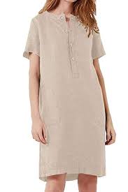 Yidarton Women S Summer Midi Dress Solid Short Sleeve Dresses Button Casual T Shirt Dress With P Dress Shirts For Women Cotton Linen Dresses Linen Casual Dress