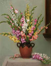 Holly Hope Banks Gladiolus And Delphinium 1stdibs Com Flower Painting Floral Painting Flower Art Painting
