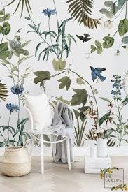 Papier Peint Spring Botanical Papier Peint Amovible Intisse Traditionnel Papier Peint Floral Blue Wall Decor Botanical Wallpaper Floral Wallpaper
