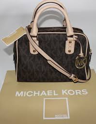 Black And Brown Mk Purse Nwt Michael Kors Natural Leather Brown Mk Signature Small Satchel Crossbody Satchel Bags Satchel Handbags Satchel