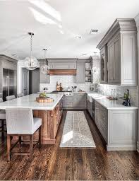 Grey And White Kitchen With Natural Wood Accents Home Decor Kitchen Grey Kitchen Designs Kitchen Design