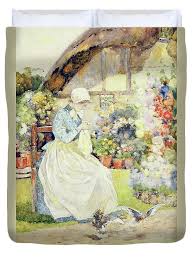 The Seamstress By David Woodlock Duvet Cover by David Woodlock