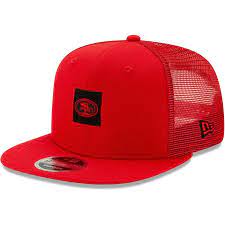 Men S New Era Scarlet San Francisco 49ers Shanahan Square Trucker 9fifty Adjustable Snapback Hat Snapback Hats New Era Snapback