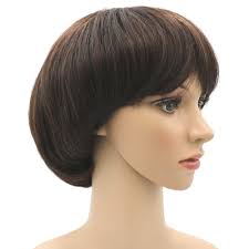 A bowl cut, or mushroom cut, is a simple haircut where the front hair is cut with a straight fringe (see bangs) and the rest of the hair is left longer, the same length all the way around. Amazon Com Afro Girls Cosplay Mushroom Wig Short Haircut With Bangs Bob Wig For Black Women Brown Beauty