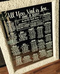 Hand Written Calligraphy Mirrored Seating Charts For