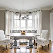 Oval Pedestal Dining Table In Bay Window Dining Room Windows Pedestal Dining Table Farmhouse Dining Table