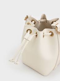 Cream Marlowe Chain Handle Drawstring Bucket Bag Charles Keith Cz