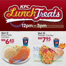 Kfc, or kentucky fried chicken, is headquartered in louisville, kentucky, and is the world's 2nd largestrestaurant fast food chain after mcdonald's (sales). Lunch Treats Rice Plate Combo Twister Combo Kfc New Lunch Dinner Treats 21 Feb 2013 Msiapromos Com