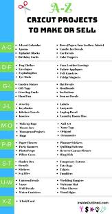 A Z Cricut Projects To Make Or Sell Insideoutlined Cricut Projects Vinyl Cricut Tutorials Cricut Projects Beginner