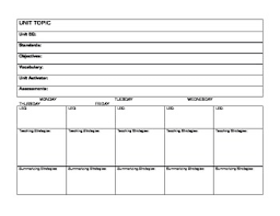 Unit Plan Template Unit Plan Template Unit Plan Lesson Plan Templates