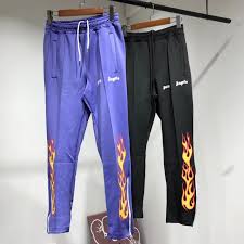 18ss Palm Angels Flame Straight Pants Men Women Casual Loose Trousers Elastic Street Hip Hop Pants Sport Fitness Pants Sweatpants Hfymkz024