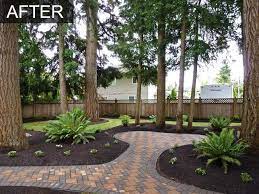 Backyard Makeover With Irrigation System For Home In Langley Bc Oak Trees Landscaping Backyard Landscaping Backyard Flowers Beds