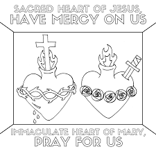 On the right side of the coloring page is the cross, heart, and rays to create the sacred heart and add it to the chest of jesus. Sacred Heart Immaculate Heart Coloring Page Paschal Disciple Co