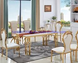 The fourth of our 10 living room dining room combo ideas is very common in many houses. China Stainless Steel Furniture Square Wedding Dining Table 4 Seater Chairs For Living Room Photos Pictures Made In China Com