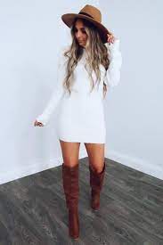Full Time Flirt Sweater Dress White Winter Dress Outfits White Dress Outfit Tshirt Dress Outfit