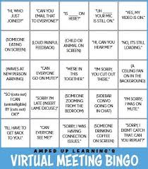 Bingo Games To Play On Zoom Amped Up Learning S Virtual Meeting Bingo Game Free Of Course 6 Different Card Versions In 2020 Team Meeting Ideas Virtual Games For Kids Meeting Games