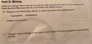 mixing cold air is denser than warm air