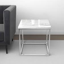 Great savings & free delivery / collection on many items. Square White Marble Effect Side Table With Chrome Legs Demi Furniture123