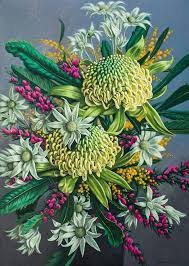 White Waratahs And Boronia By Fiona Craig Flower Painting Flower Art Australian Native Flowers