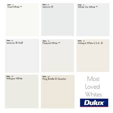 Dulux Most Loved White Colour Palette Mood Board Vivid White Lexicon Whitie On White Natural White Antiqu Dulux Dulux Paint Colours White Dulux White Paint