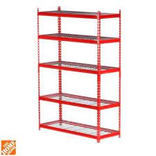 Edsal 5 Shelf 48 In W X 72 In H X 18 In D Steel Storage Shelving Unit In Red Ur184872 R Home Depot Garage Shelving Garage Shelving Units Steel Shelving Unit