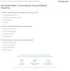 Electrostatic interactions of permanent dipoles in molecules; Quiz Worksheet Intermolecular Forces Physical Properties Study Com