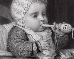 Albretch Samuel ANKER 1800s Engraving "the Little Musician" Custom Framed  COA