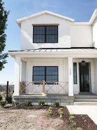 Black And White Brick House White Brick Metal Roof Black Trim Windows Studio Mcgee White Brick Houses Modern Farmhouse Exterior House Exterior