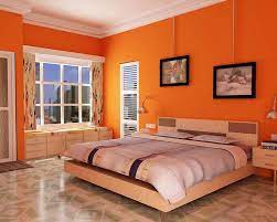 This attractive color is gorgeous in a kitchen, dining room, or bedroom. Bedroom In Orange Tone Orange Bedroom Walls Bedroom Orange Bedroom Color Schemes