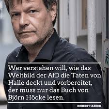 Robert Habeck hat das Buch von Björn Höcke gelesen. Und damit ihr euch das  nicht auch antun müsst, für euch zusammengefasst. In seinem neuen Blog  “Halle und Höcke” schreibt er über das