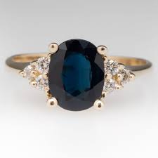 1 8 Carat Dark Blue Sapphire Diamond Ring 14k Gold Sapphire Engagement Ring Blue Blue Sapphire Diamond Ring Sapphire Diamond Ring