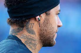 Neymar's left hand contains the tattoo of the face of a lion. Football Behind Ear Tattoo Neymar Jr Ear Tattoo