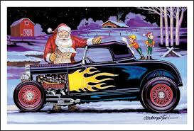 Hot Rod Santa Cool Car Drawings Car Cartoon Car Art
