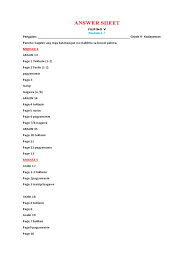 Eureka math grade 4 module 5 topic a decomposition and fraction equivalence. Answer Sheet Filipino Module 4 7