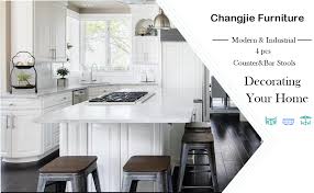 The best seats in the kitchen: Amazon Com Changjie Furniture Backless Industrial Metal Bar Stool With Wooden Seat Kitchen Stackable Counter Bar Stools Set Of 4 18 Inch Silver With Wooden Top Home Kitchen