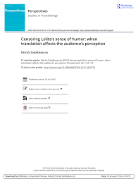 PDF) Censoring Lolitas sense of humor: when translation affects the  audiences perception
